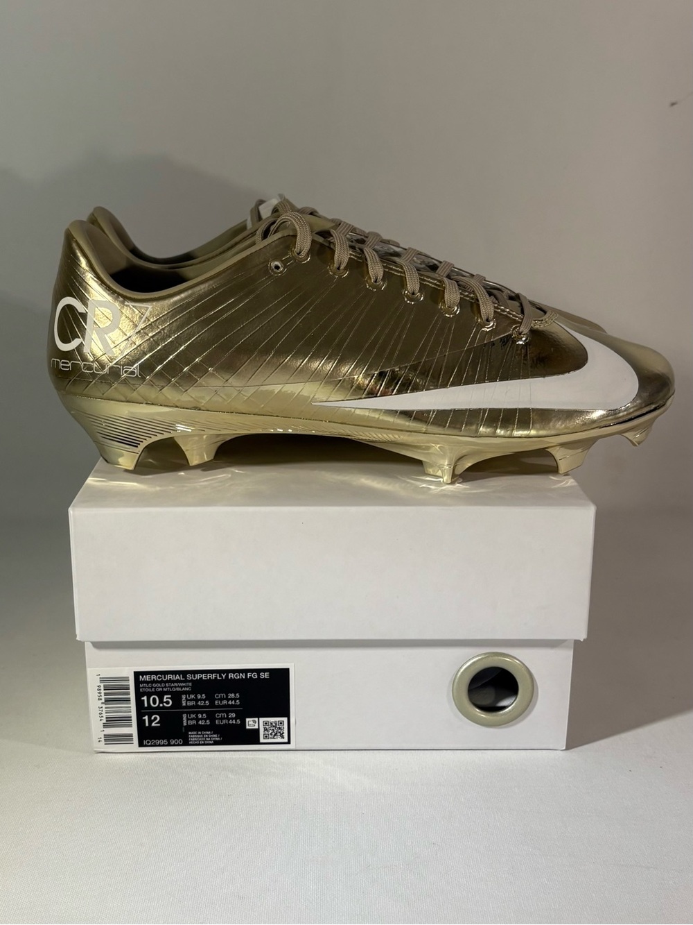 ⚽ NEW NIKE MERCURIAL SUPERFLY 1 RGN FG SE CR7 METALLIC GOLD STAR MENS SIZE 10.5